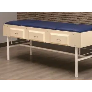 Ayarlanabilir Ahşap Çekmeceli Muayene Masası | Manuel Sırt ve Ayak Ucu Ayarlı, Depolama Alanlı TM-A1004