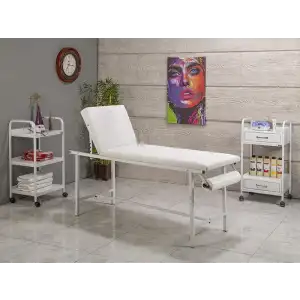 Basic Katlanır Ayaklı Bakım Masası Havluluk Aparatlı Beyaz | Vinlex Döşeme, Ayarlanabilir Sırt 3031