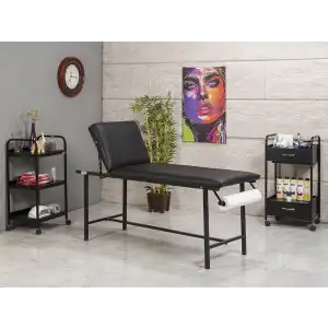 Basic Katlanır Ayaklı Bakım Masası Havluluk Aparatlı Siyah | Vinlex Döşeme, Ayarlanabilir Sırt 3032