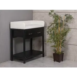 Bebek Altı Açma Değiştirme Masası Beyaz - Siyah | Vinleks Şilteli Çekmeceli Korumalı Yapı 4705