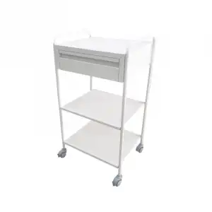Çekmeceli ve İki Raflı Cihaz Arabası | Çekmeceli Metal Gövde, Antibakteriyel Boyalı, Antistatik Tekerlekli E-233/B