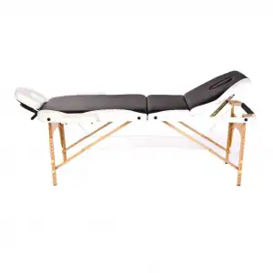 Comfort Plus Masaj Masası Siyah&Beyaz | Ahşap Ayaklı, Ayarlanabilir Yükseklik, Taşıma Çantalı GM-305