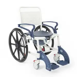 Comfort Plus Banyo ve Tuvalet Sandalyesi Lacivert | Soft Minderli, 4 Frenli Tekerlek, Paslanmaz Plastik Gövde DM-8088C