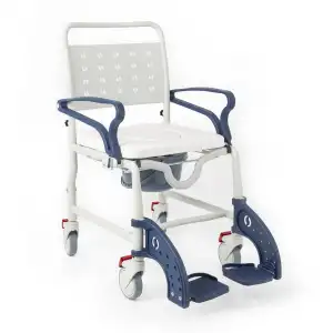 Comfort Plus Banyo ve Tuvalet Sandalyesi Lacivert | Soft Minderli, 4 Frenli Tekerlek, Paslanmaz Plastik Gövde DM-8088C