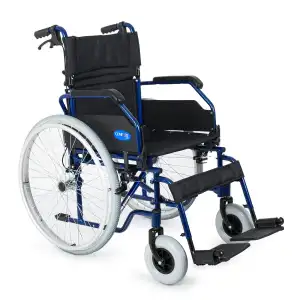 Comfort Plus Tekerlekli Sandalye Lacivert | 45 cm Oturma Genişliği, Alüminyum Gövde, Refakatçi Frenli, Sırt Kırılmalı DM-321