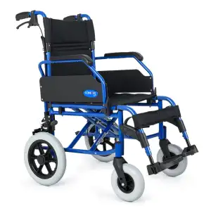 Comfort Plus Transfer Tekerlekli Sandalye Mavi | 45 cm Oturma Genişliği, Alüminyum Gövde, Katlanabilir Sırtlı DM-337