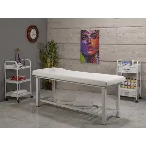 Elit Ekstra Sağlam Bakım Ve Masaj Masası Beyaz | Vinlex Döşemeli Profesyonel Ekstra Dayanıklı 3211