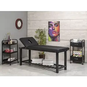 Elit Ekstra Sağlam Sırt Hareketli Bakım Ve Masaj Masası Siyah | Ayarlanabilir Sırt Mekanizmalı 3232