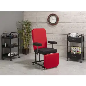 Eva Sırt ve Ayak Kısmı Hareketli Koltuk Kırmızı-Siyah | Vinlex Döşemeli ve Kol Dayamalı 2003