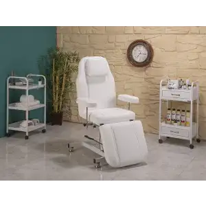 Hisar Hidrolikli Koltuk Klasik Beyaz | Yükseklik Ayarlı, Sedye Pozisyonlu 2401