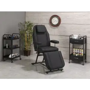 Koza Sırt ve Ayak Kısmı Hareketli Koltuk Siyah| Sedye Pozisyonlu, Vinlex Döşemeli 2102