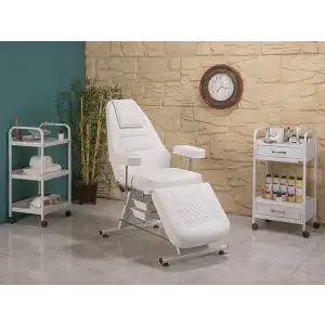 Montana Sırt ve Ayak Kısmı Hareketli Bakım Koltuğu Beyaz | Vinlex Döşemeli Ergonomik 2301