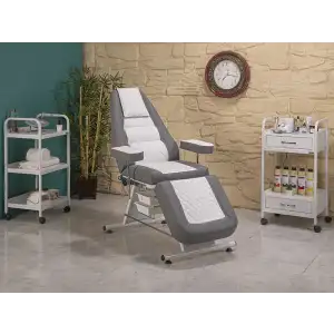 Montana Sırt ve Ayak Kısmı Hareketli Bakım Koltuğu Gri - Beyaz | Vinlex Döşemeli Ergonomik 2304