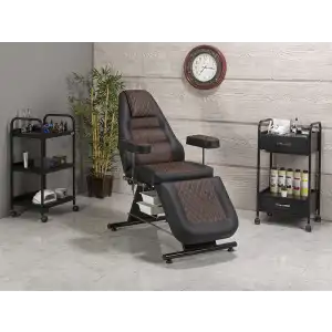 Montana Sırt ve Ayak Kısmı Hareketli Bakım Koltuğu Kahverengi - Siyah | Vinlex Döşeme Ergonomik 2307