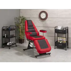 Montana Sırt ve Ayak Kısmı Hareketli Bakım Koltuğu Kırmızı - Siyah | Vinlex Döşemeli Ergonomik 2306