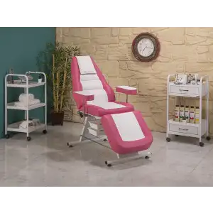 Montana Sırt ve Ayak Kısmı Hareketli Bakım Koltuğu Pembe - Beyaz | Vinlex Döşemeli Ergonomik 2303