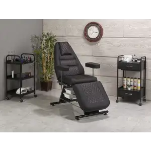 Montana Sırt ve Ayak Kısmı Hareketli Bakım Koltuğu Siyah | Vinlex Döşemeli Ergonomik 2305