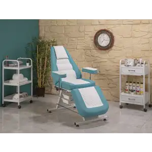 Montana Sırt ve Ayak Kısmı Hareketli Bakım Koltuğu Turkuaz - Beyaz | Vinlex Döşemeli Ergonomik 2302