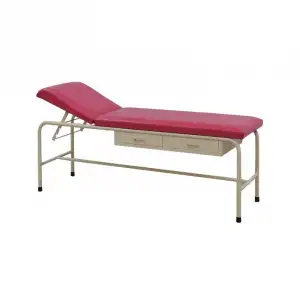 Muayene Masası | 2 Metal Çekmeceli, Sabit Ayaklı, 4 Kademeli Baş Ayarlı, Antibakteriyel Döşemeli E-202/B