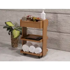 Natura Cihaz Taşıma Ve Setup Sehpası Bambu | Tek Çekmeceli İki Raflı MDF Sağlam Gövde 4052