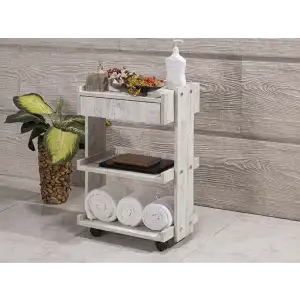 Natura Cihaz Taşıma Ve Setup Sehpası Kristal | Tek Çekmeceli İki Raflı MDF Sağlam Gövde 4057