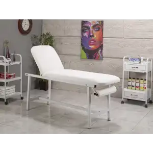 Oval Katlanır Ayaklı Bakım Masası Havluluk Aparatlı Beyaz | Manuel Sırt Ayarlı 3101