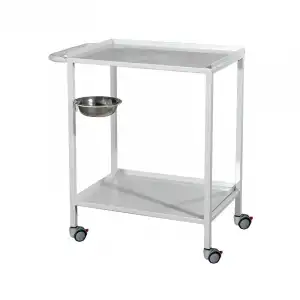 Pansuman Arabası E-250/A | İki Katlı, Antibakteriyel Gövdeli, Antistatik Tekerlekli, İtme Kollu Medikal Taşıma Arabası