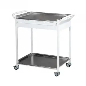 Pansuman ve Cihaz Arabası | Paslanmaz Çelik Üst ve Alt Tezgahlı, Çekmeceli, İtme Kollu, Antistatik Tekerlekli E-235/A