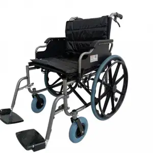 Poylin Büyük Beden Manuel Tekerlekli Sandalye | Katlanabilir Çelik Şase, Ayarlanabilir Ayaklıklı, Antibakteriyel Döşemeli P114-55