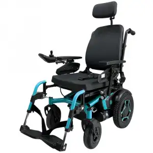 Poylin Fonksiyonel Akülü Tekerlekli Sandalye Mavi | Ayarlanabilir Oturum Genişliği, 45 Km Menzil, Elektromanyetik Fren P267