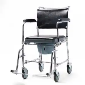 Poylin Banyo Tuvalet Sandalyesi | Katlanabilir Çelik Şase, Anti Bakteriyel Döşeme, Hareketli Kolçaklı P689