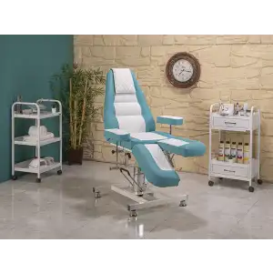 Royal-2 Sırt ve Ayak Kısmı Hareketli Koltuk Turkuaz - Beyaz | Konforlu ve Dayanıklı Tasarım 2422