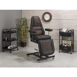 Royal-3 Sırt ve Ayak Kısmı Hareketli Koltuk Kahverengi - Siyah | Ekstra Yükseklik ve Dayanıklı 2437