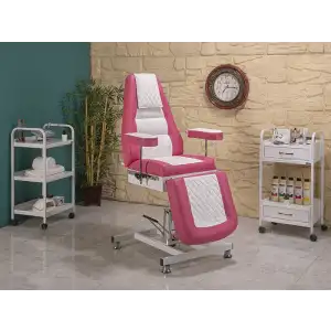 Royal-3 Sırt ve Ayak Kısmı Hareketli Koltuk Pembe - Beyaz | Ekstra Yükseklik ve Dayanıklı 2433