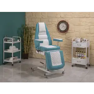 Royal-3 Sırt ve Ayak Kısmı Hareketli Koltuk Turkuaz - Beyaz | Ekstra Yükseklik ve Dayanıklı 2432