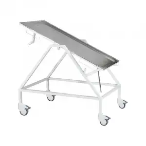 Veteriner Muayene Masası | Eğim Ayarlı, Atık Giderli, Tekerlekli Paslanmaz Çelik Tabla E-278/B