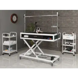 Veteriner Pet Bakım ve Muayene Masası | Elektrikli Yükseklik Ayarlı Çekmeceli Kauçuk Yüzeyli 6010