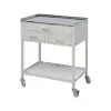 3 Çekmeceli Pansuman ve Cihaz Arabası | Paslanmaz Üst Tezgahlı, Antibakteriyel Metal Gövde, Antistatik Tekerlekli E-238