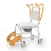 Comfort Plus Banyo ve Tuvalet Sandalyesi Turuncu | Soft Minderli, 4 Frenli Tekerlek, Paslanmaz Plastik Gövde DM-8088C
