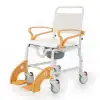 Comfort Plus Banyo ve Tuvalet Sandalyesi Turuncu | Soft Minderli, 4 Frenli Tekerlek, Paslanmaz Plastik Gövde DM-8088C