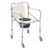 Comfort Plus Tekerlekli Kovalı Komot | Katlanabilir, Nikelaj Kaplamalı, Sabitleme Sistemli DM-696