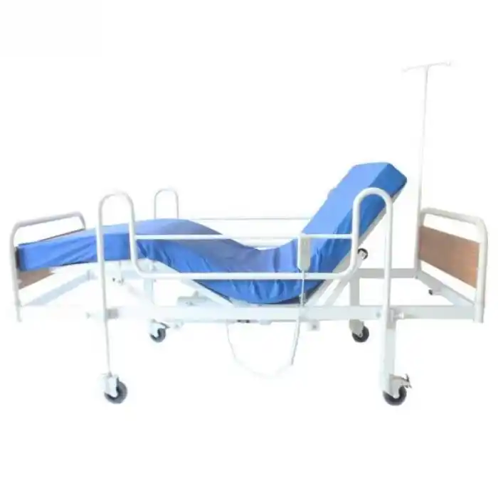 2 Motorlu Ekonomik Hasta Karyolası | Ahşap Başlıklı, Sabit Korkuluklu ve Kumandalı Sistem