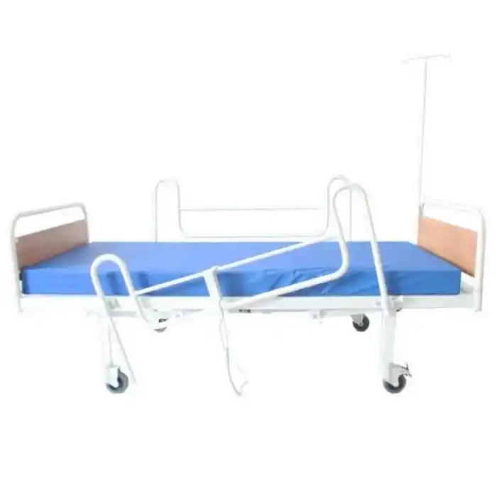 2 Motorlu Ekonomik Hasta Karyolası | Ahşap Başlıklı, Sabit Korkuluklu ve Kumandalı Sistem