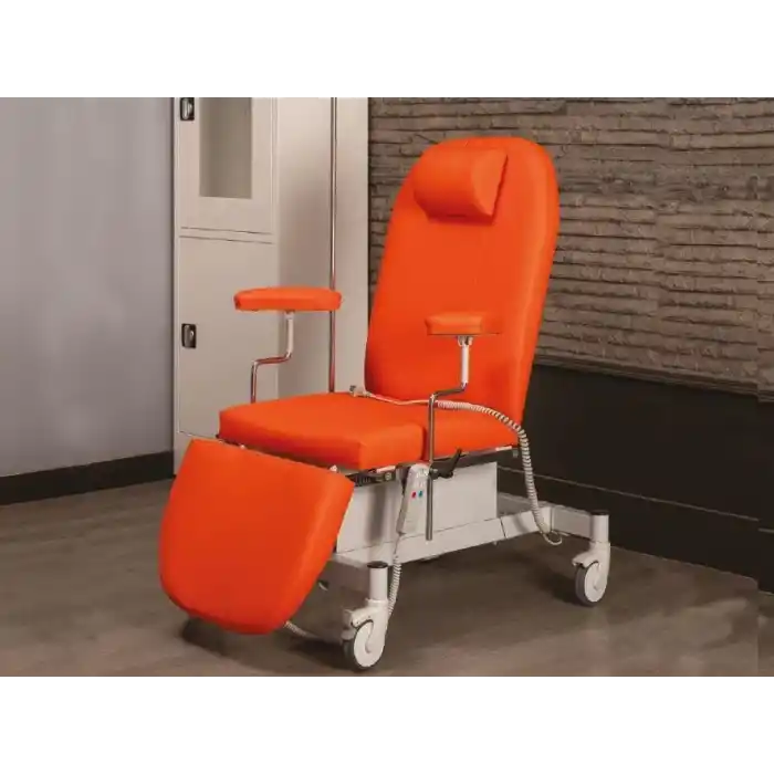 2 Motorlu Kan Alma Koltuğu Turuncu | Motorlu Sırt ve Ayakucu Ayarlı, Ergonomik Destekli TM-A 1022