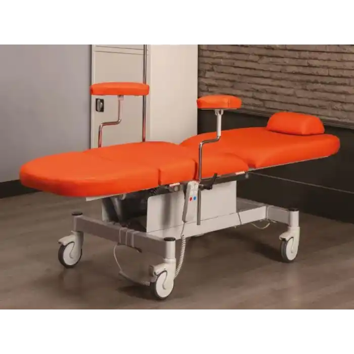 2 Motorlu Kan Alma Koltuğu Turuncu | Motorlu Sırt ve Ayakucu Ayarlı, Ergonomik Destekli TM-A 1022