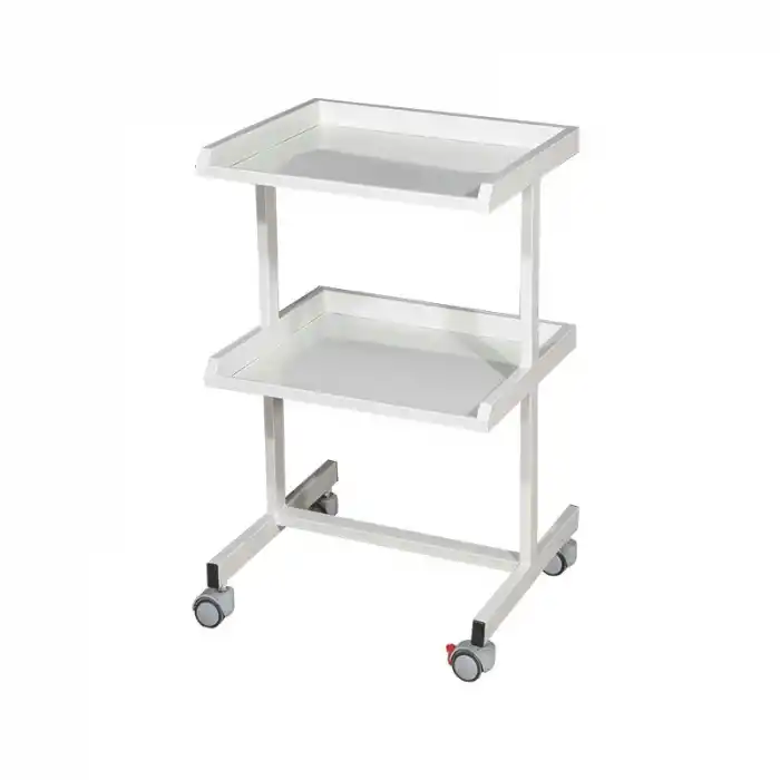 Cihaz Arabası | Antibakteriyel Boyalı, İki Katlı, Antistatik Tekerlekli E-230