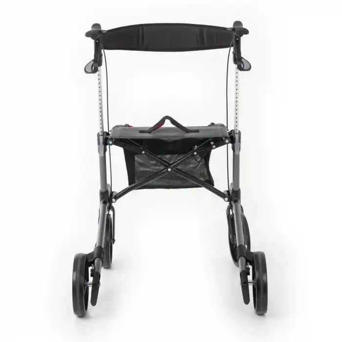 Comfort Plus Rolatör Yürüteç Gri | Alüminyum Şase, Katlanabilir 8” Frenli Tekerlekli, Oturaklı ve Sepetli Lux Model, Spirit-X3