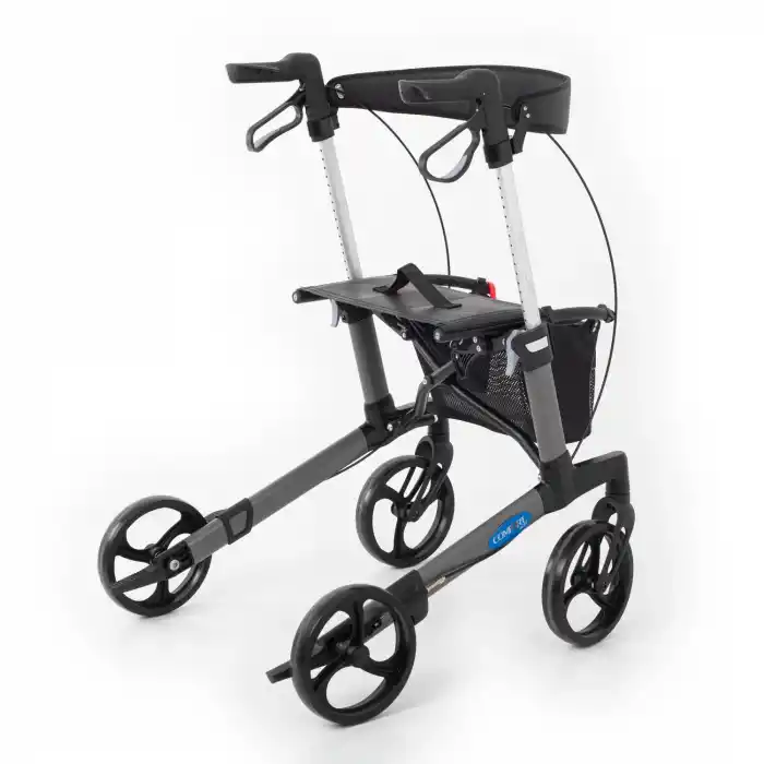 Comfort Plus Rolatör Yürüteç Gri | Alüminyum Şase, Katlanabilir 8” Frenli Tekerlekli, Oturaklı ve Sepetli Lux Model, Spirit-X3
