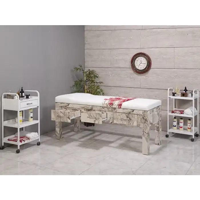 Foça Ahşap Bakım Ve Masaj Masası Efes | Yüz Koyma Yerli, Dayanıklı Ahşap Kasa, 3 Çekmeceli 3511