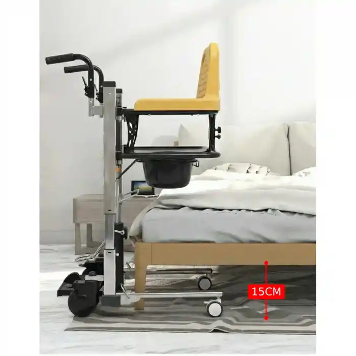 Poylin Banyo-Tuvalet Özellikli Transfer Sandalyesi | Hidrolik Yükseklik Ayarlı, Krom-Nikelaj Kaplama, 120 Kg Taşıma Kapasiteli P770